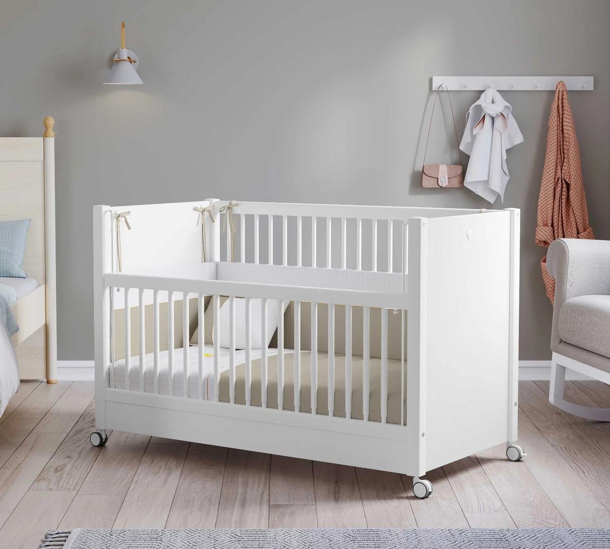 Rácsos Kiságy Baby Cotton - fehér, Lifestyle, műanyag/faalapú anyag (60/120cm)