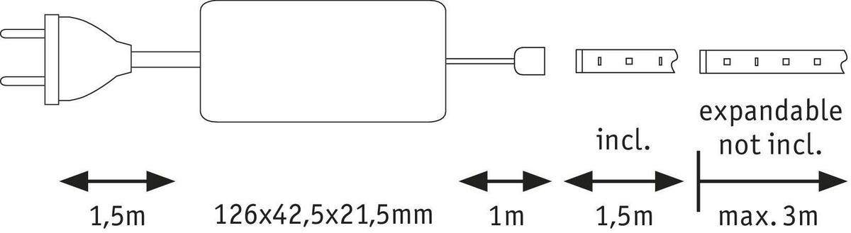LED-Strip 70668 in Silberfarben max. 9 Watt - Silberfarben, Basics, Kunststoff (150-300,0cm) - Paulmann