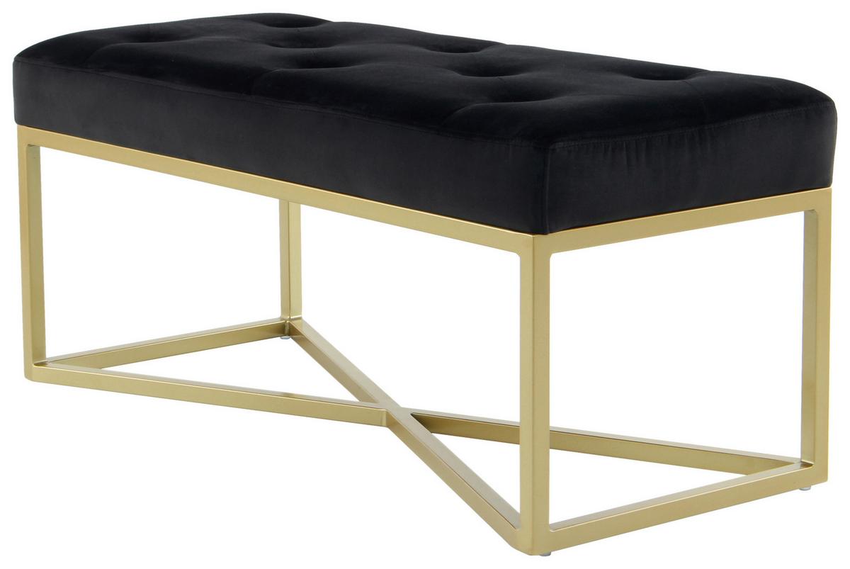 SITZBANK DIAZ 100 SCHWARZ / GOLD - Goldfarben/Schwarz, Design, Holzwerkstoff/Textil (40/40/90cm) - Kayoom