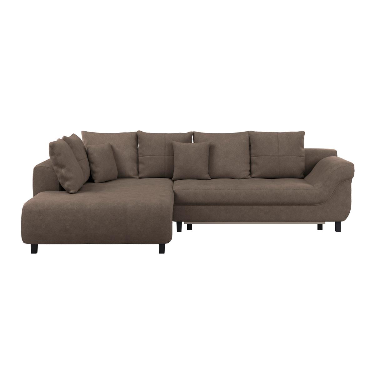 Kutna Garnitura Mendoza - tamno smeđa/crna, Design, tekstil/drvo (197/309cm) - Modern Living
