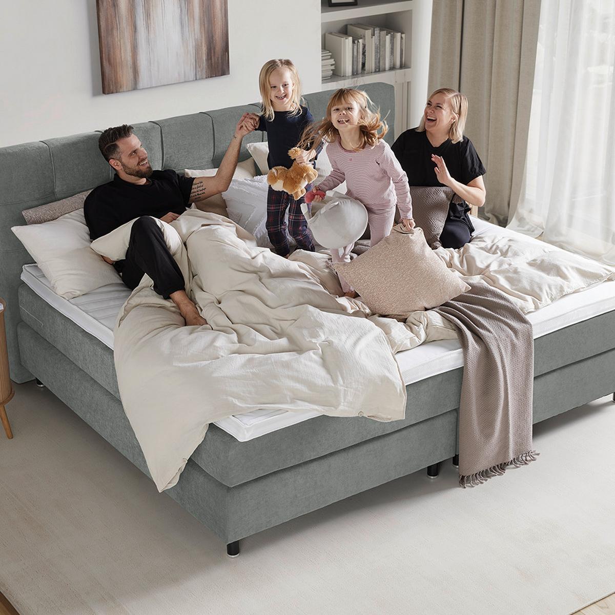 Boxspringbett Primo Graphitfarben ca. 220x200cm - Graphitfarben, KONVENTIONELL, Holz/Holzwerkstoff (220/200cm) - Premium Living