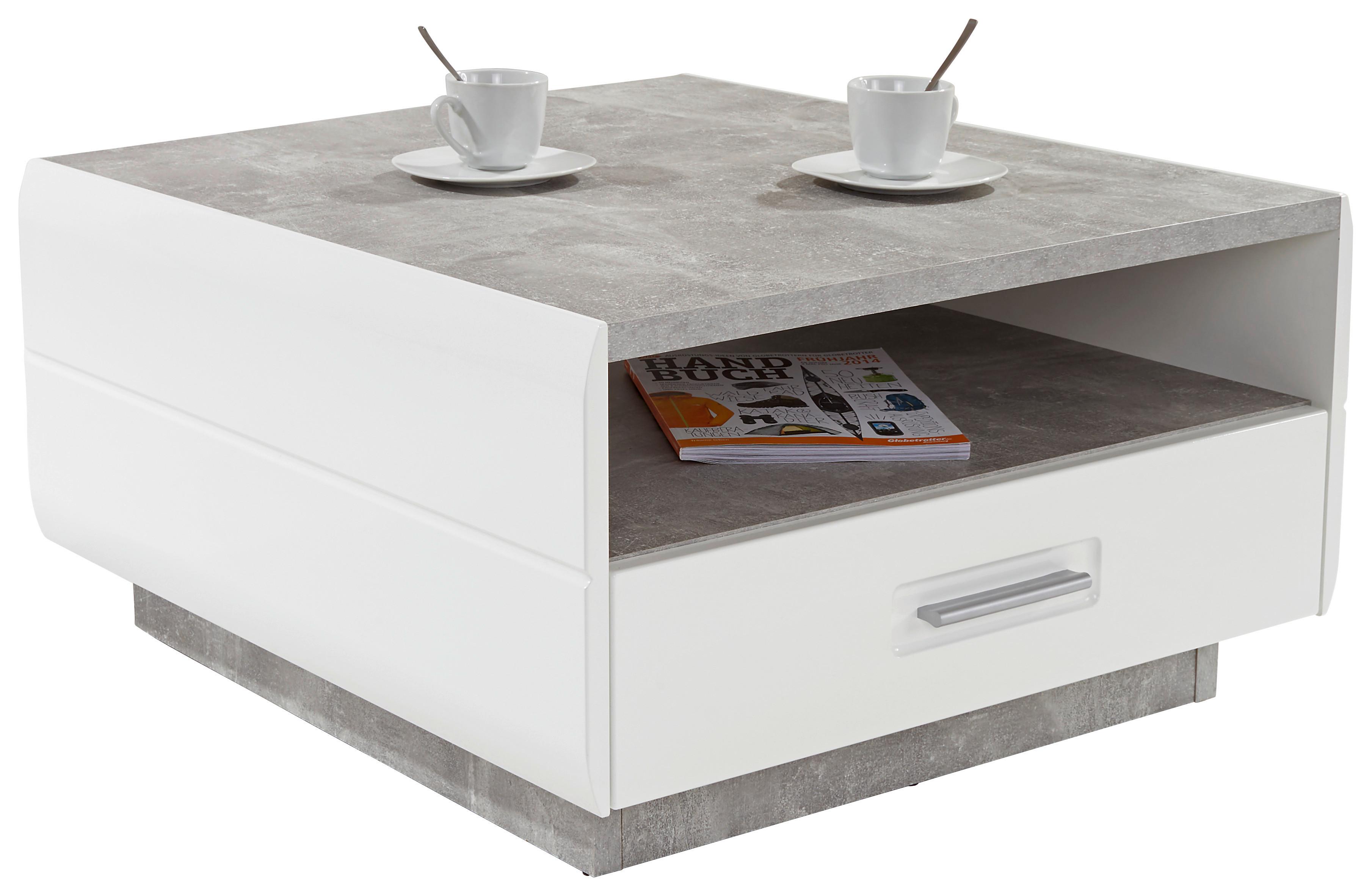 Măsuță de canapea Avensis - alb/gri, Modern, material pe bază de lemn (75/40/75cm) - Premium Living