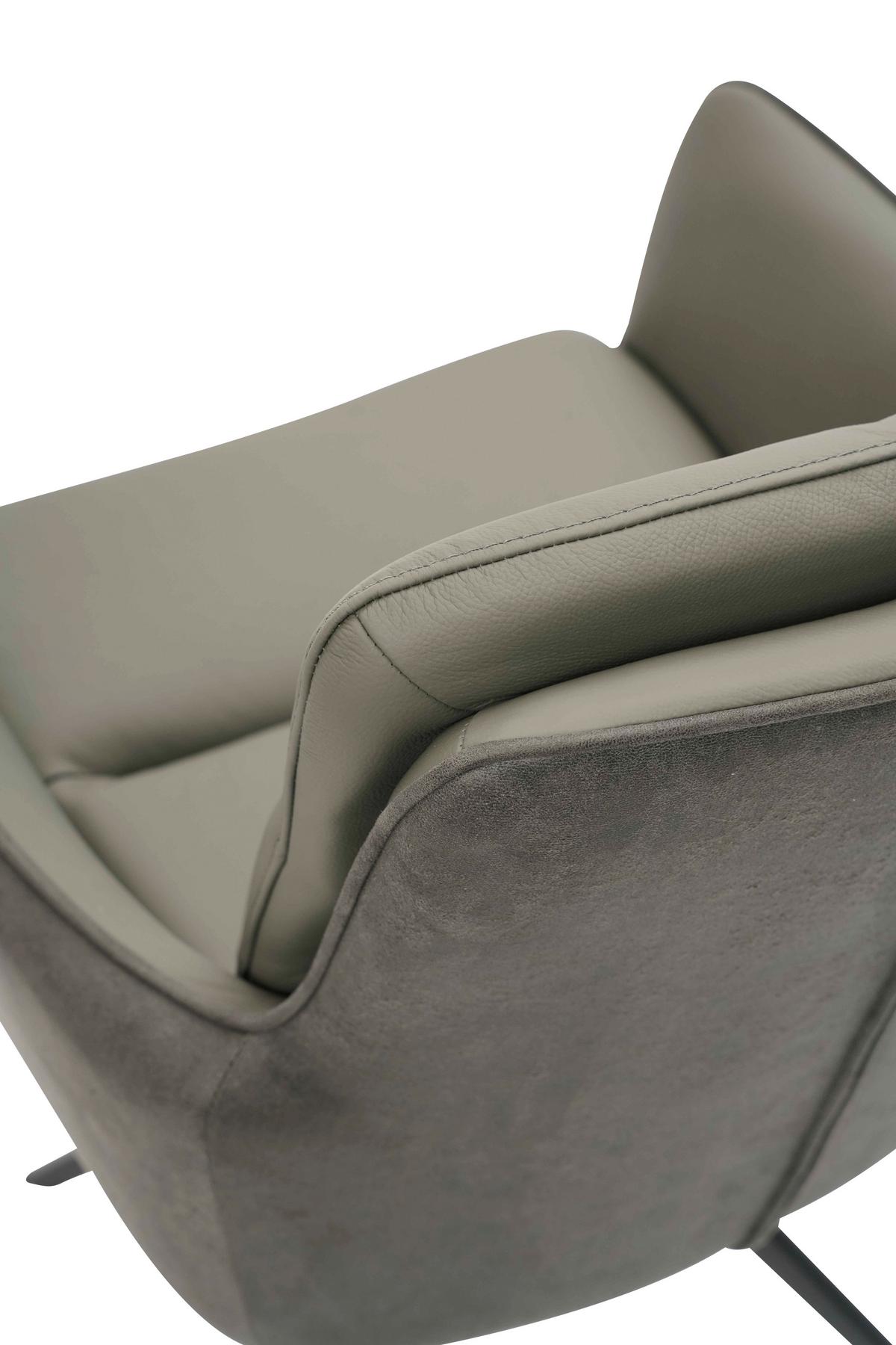 KRZESŁO Z PODŁOKIETNIKAMI MITO - antracytowy/czarny, Design, skóra/metal (58/89/67cm) - Xora