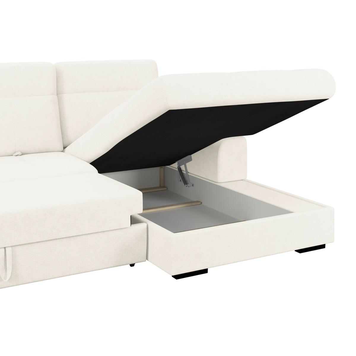 Kutna Garnitura Malaga - crna/boje bjelokosti, Konvencionalno, tekstil/drvo (286/203cm) - Ondega