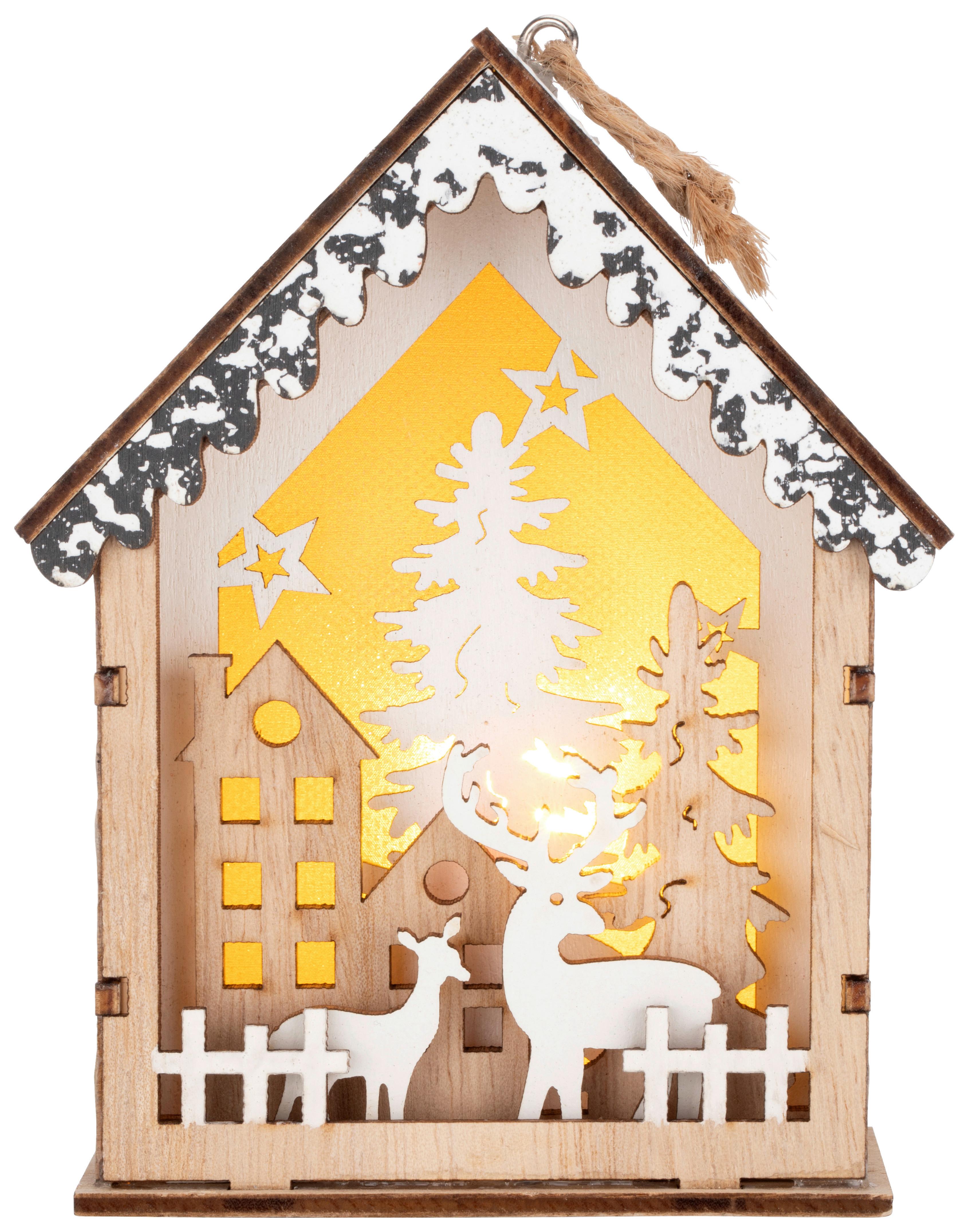 LED-Dekoleuchte Willi Naturfarben/Weiß - Weiss/Naturfarben, Konventionell, Holz/Kunststoff (9,5/4,5/12cm) - Modern Living