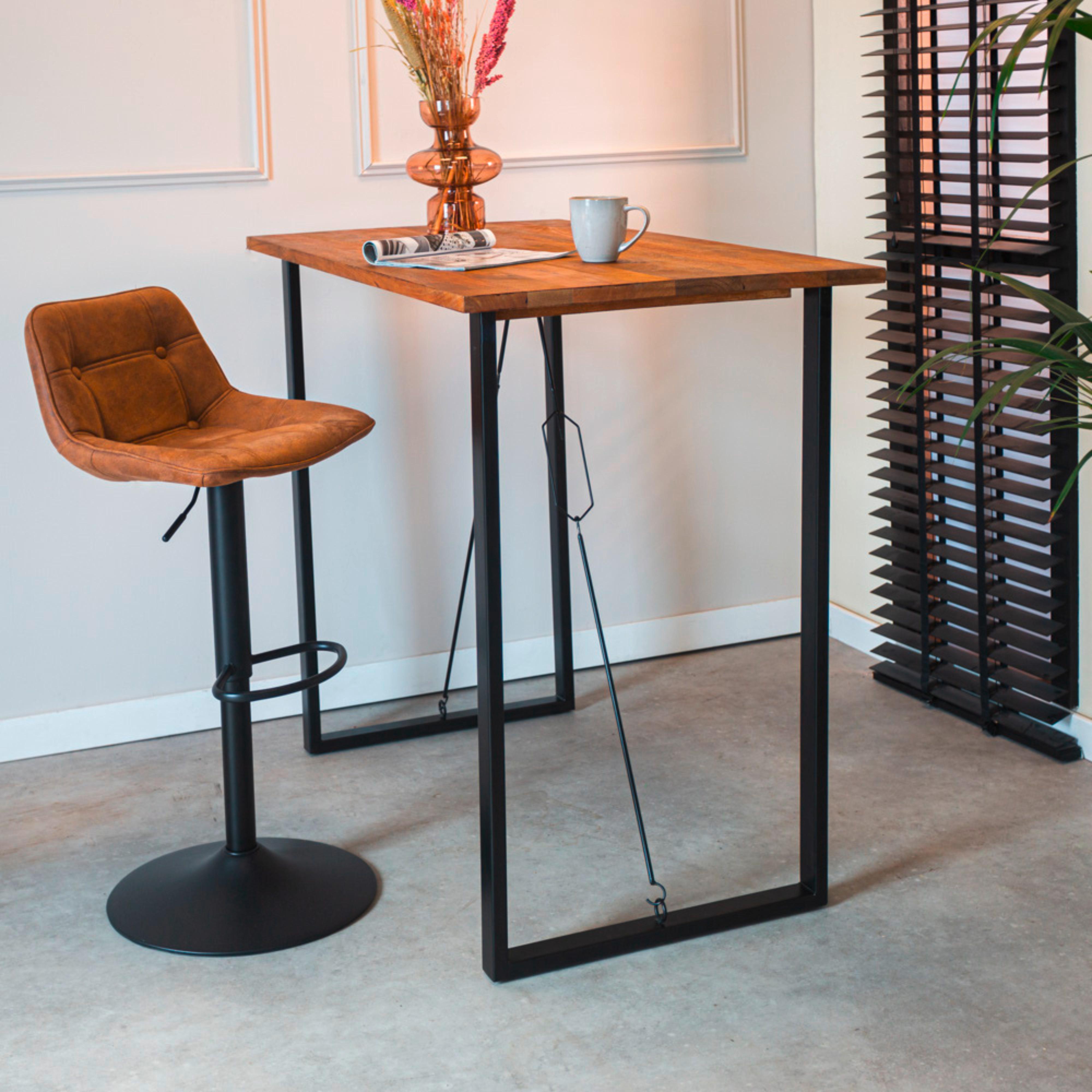 Bartisch INDUSTRIAL in Holz Braun ca.130x70x110cm - Schwarz/Braun, MODERN, Holz/Metall (130/70/110cm) - MID.YOU