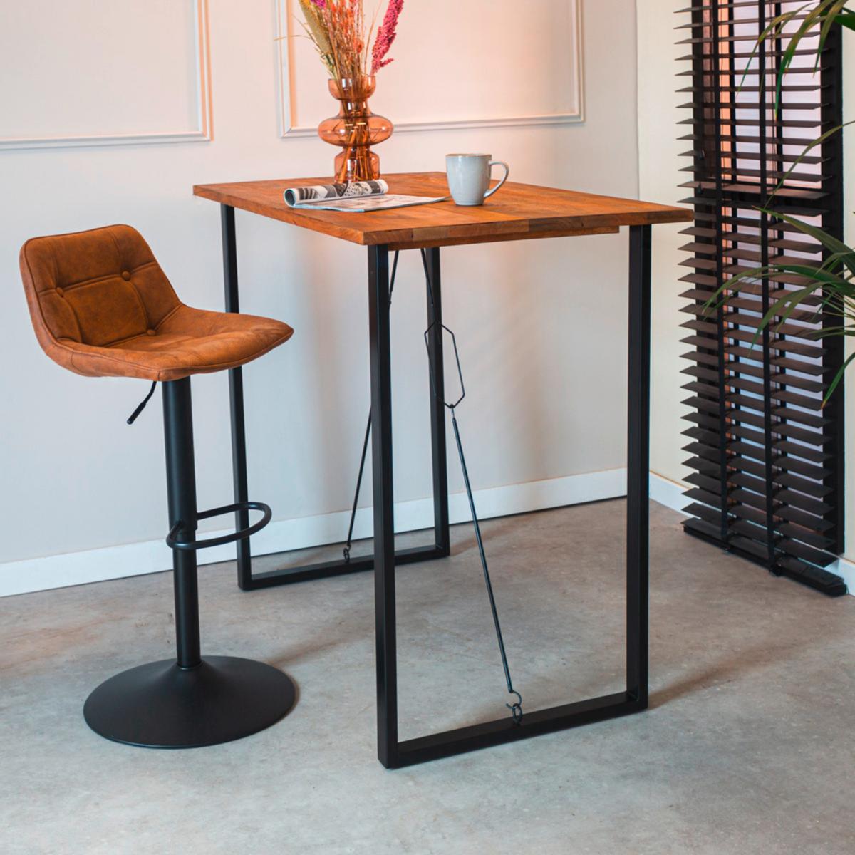 Bartisch INDUSTRIAL in Holz Braun ca.130x70x110cm - Schwarz/Braun, MODERN, Holz/Metall (130/70/110cm) - MID.YOU