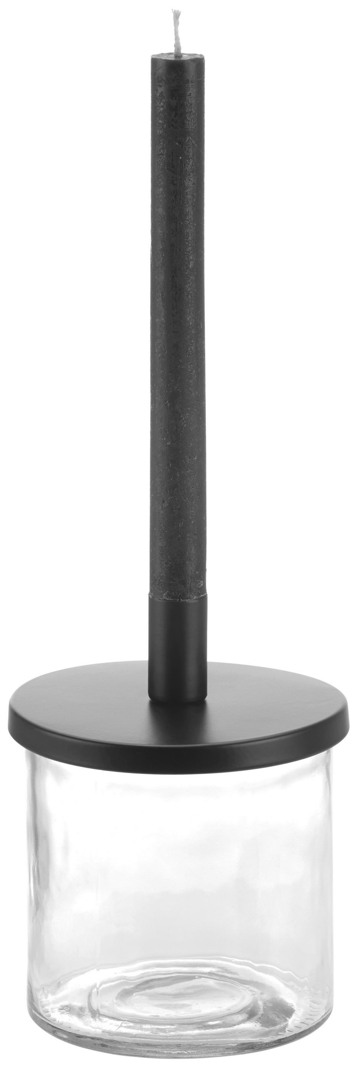 ŚWIECZNIK ELENA -PAZ- - czarny, Modern, metal/szkło (10,5/14cm)
