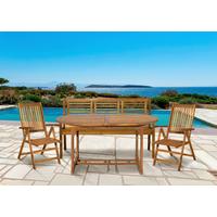 Gartentischgruppe 4-tlg. Naturfarben Akazienholz - Naturfarben, Natur, Holz - Gardenson