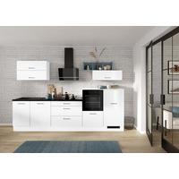 Küchenblock inkl. 5 E-Geräte IP4050 Weiß Hochglanz - Weiß Hochglanz/Schwarz, Trend, Holzwerkstoff/Metall (320cm) - Impuls