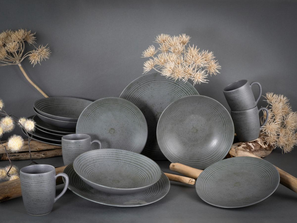 Kombiservice Catania Anthrazit, 16-teilig - Anthrazit, Design, Keramik - Creatable