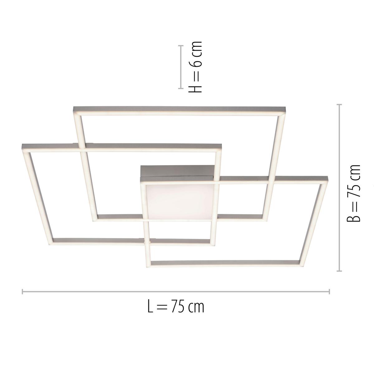 LED-Deckenleuchte Asmin max. 48 Watt - Silberfarben, Design, Kunststoff/Metall (75/75/6cm)
