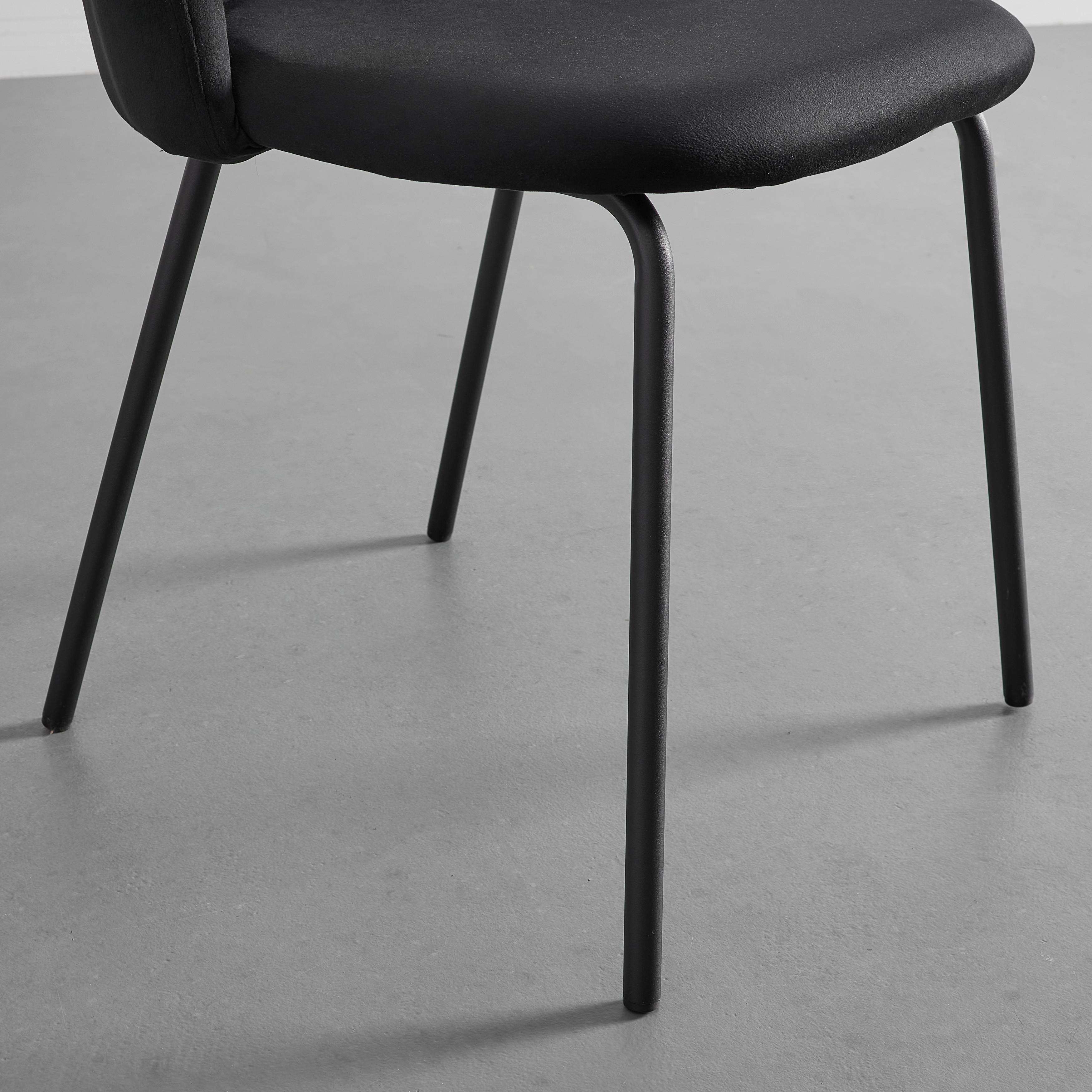 Stuhl "Selina", Samtbezug, schwarz, Gepolstert - Schwarz, MODERN, Textil/Metall (48,5/78/54cm) - Bessagi Home
