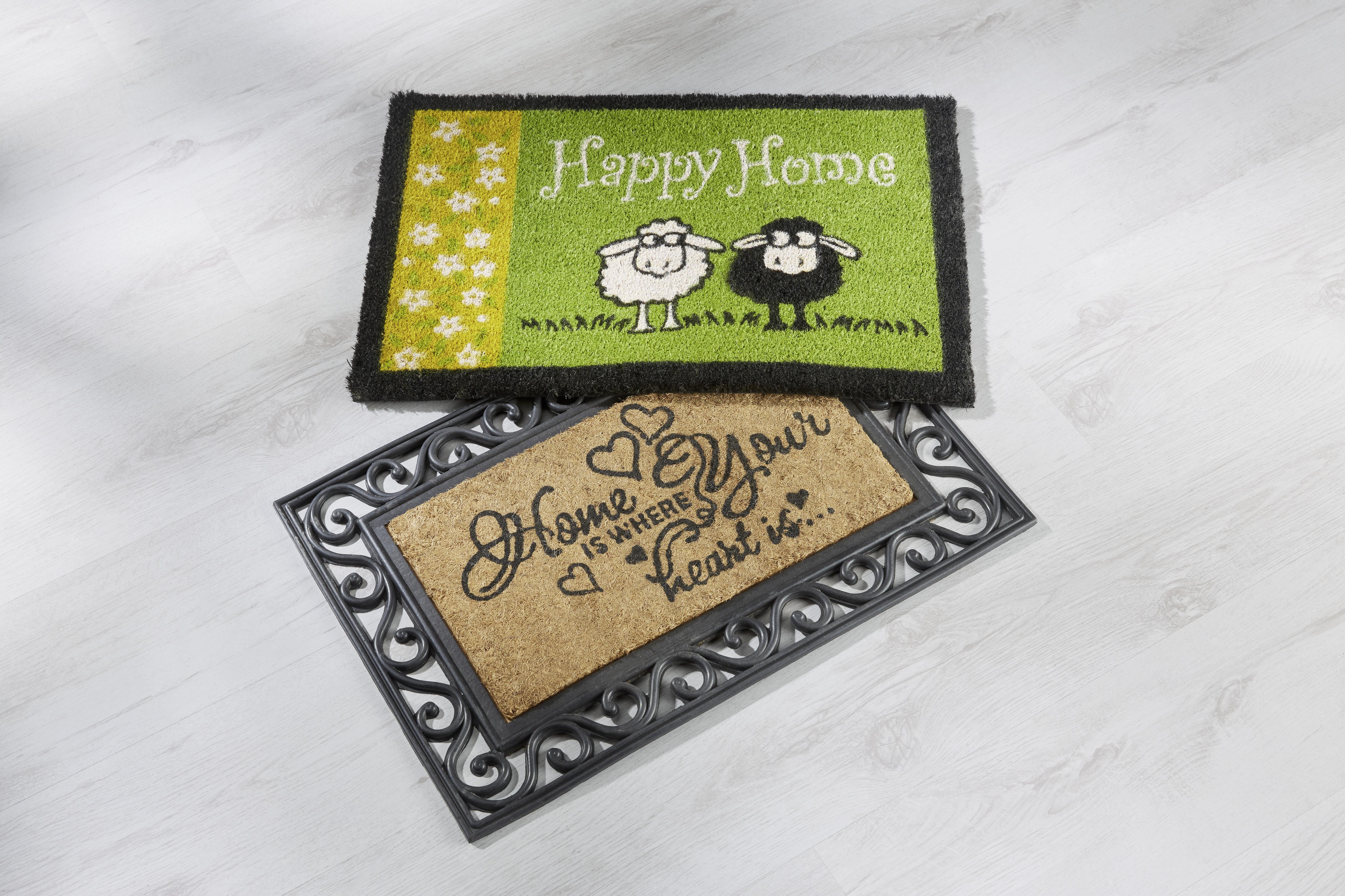 Fussmatte Hearts in Braun ca. 40x60cm - Braun, Romantik / Landhaus, Kunststoff/Textil (40/60cm) - Modern Living
