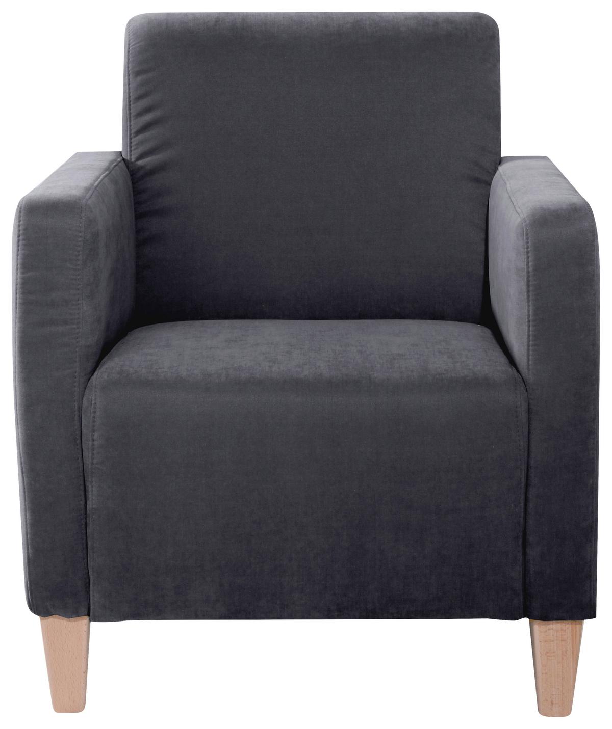 SESSEL MILLA - Anthrazit/Naturfarben, Design, Holz/Textil (71/81/70cm) - Max Winzer
