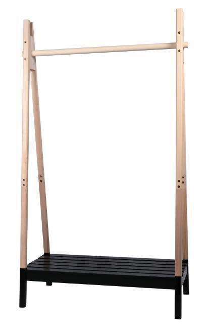 KLÄDSTÄLLNING TADEO II -SB- - svart/naturfärgad, Natur, trämaterial/trä (100/170/46cm) - Mömax