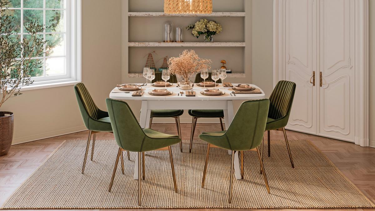 STÓŁ DO JADALNI CLAUDIA - biały, Modern, materiał drewnopochodny/drewno (110/90/76,5cm) - MID.YOU