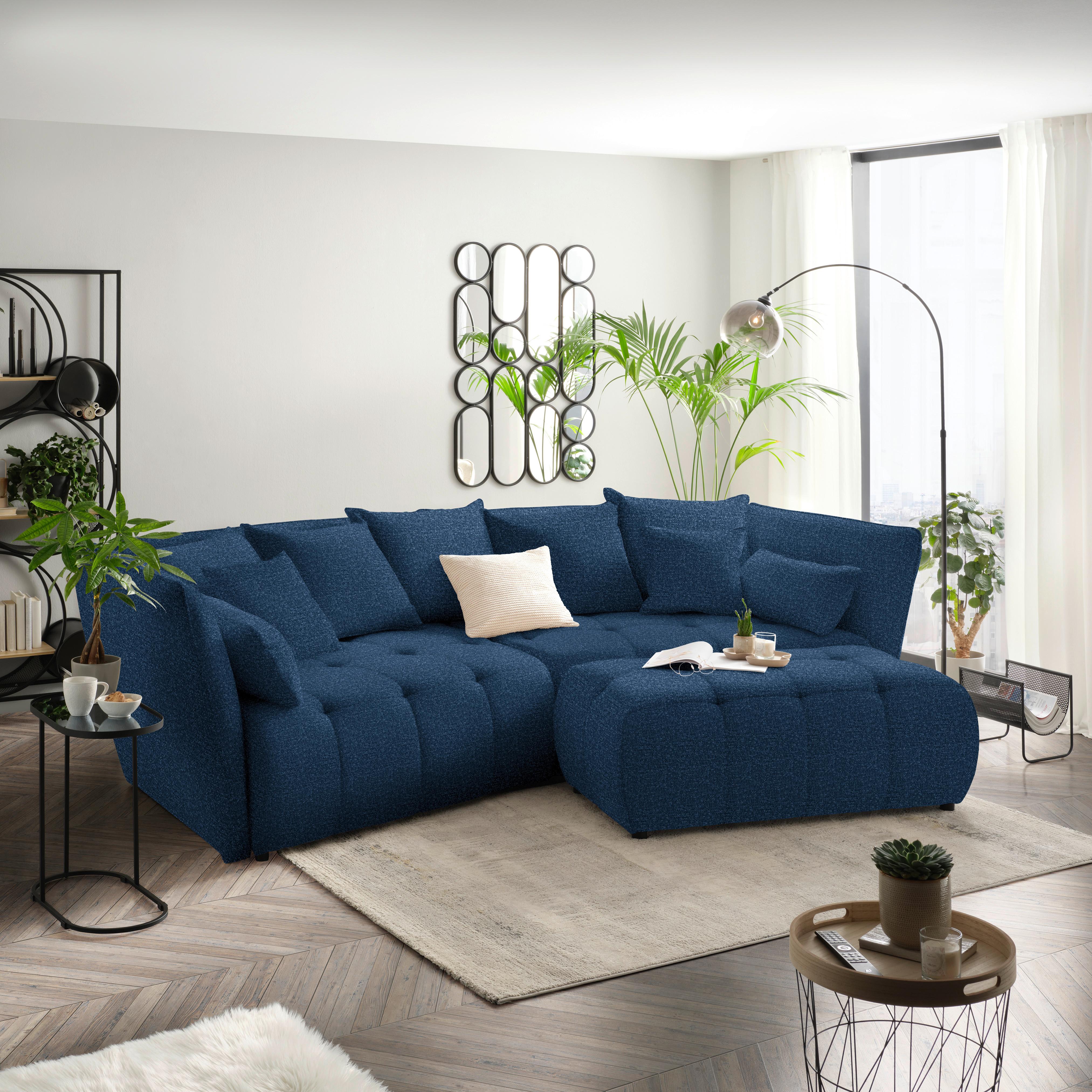 Boxspringsofa Sofi Dunkelblau - Schwarz/Dunkelblau, MODERN, Textil (294/93/152cm) - Premium Living