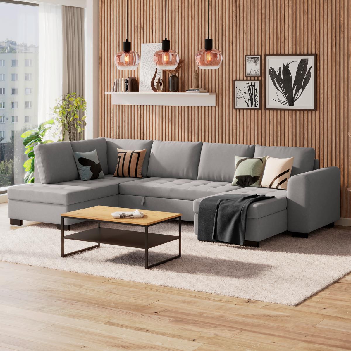 Canapea modulară MALTE - gri, Modern, textil (178/305/155cm) - Luca Bessoni