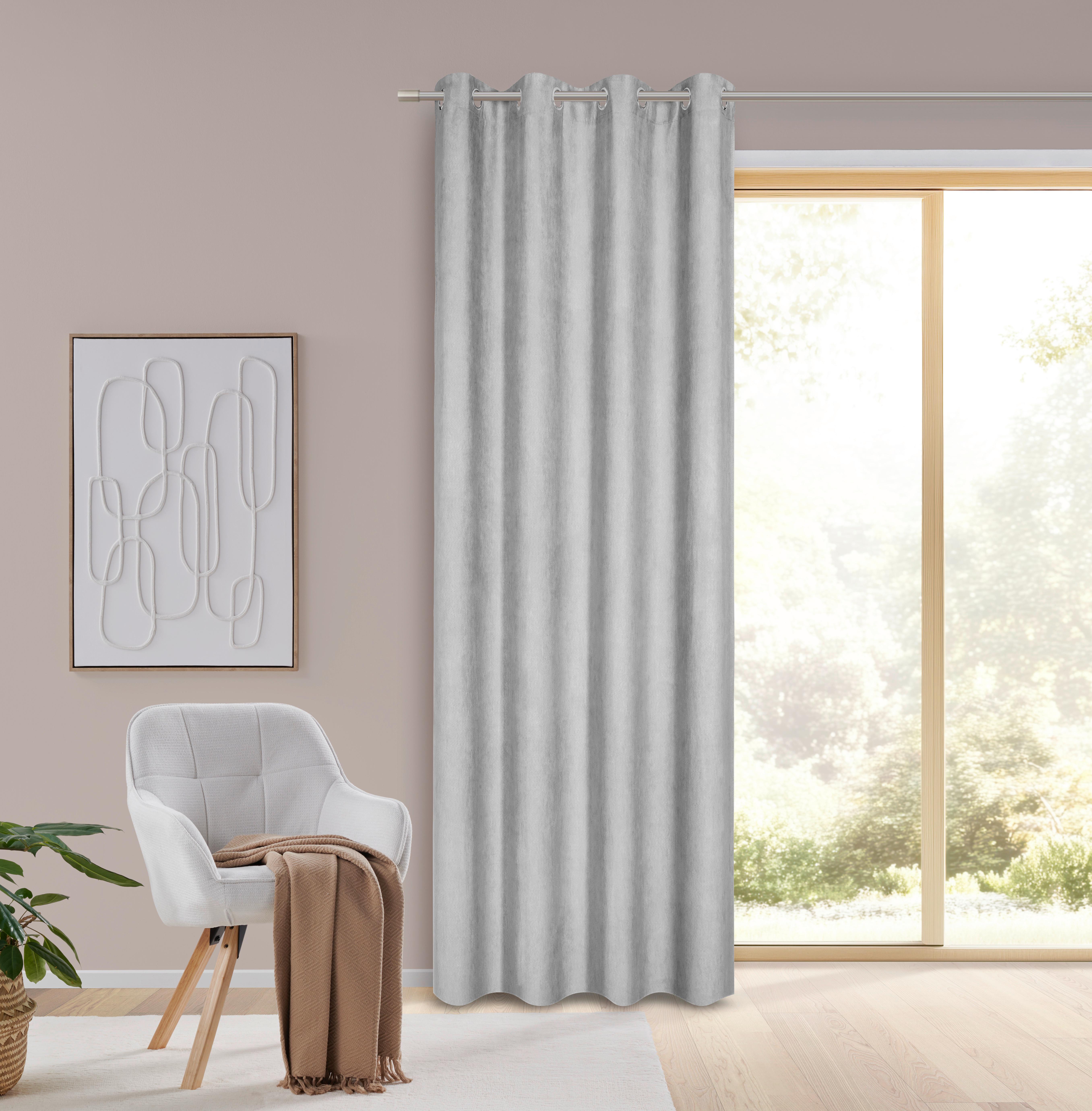 ÖLJETTLÄNGD VELOURS -AKT- - grå, Klassisk, textil (140/245cm) - Mömax