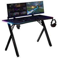 Gamingtisch XR Lumio ca. 110x55x75 cm Schwarz mit LED - Schwarz, MODERN, Holzwerkstoff/Metall (140/60/75cm) - X Rocker