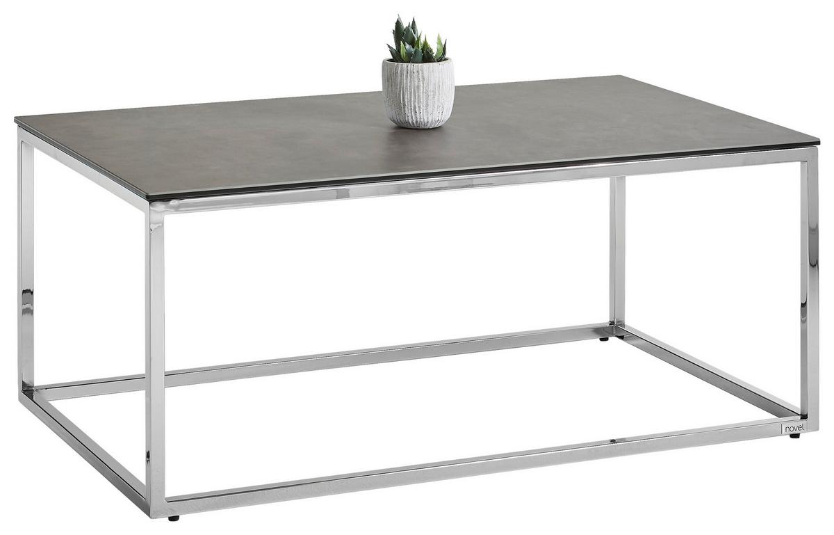 STOLIK KAWOWY VALENCIA I - szary/kolor chromowy, Design, metal/szkło (100/60/42cm) - Novel