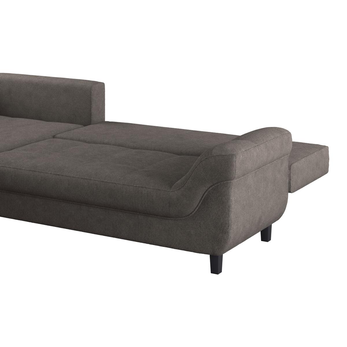 Kutna Garnitura Mendoza - sivo-smeđa/crna, Design, tekstil/drvo (197/309cm) - Modern Living