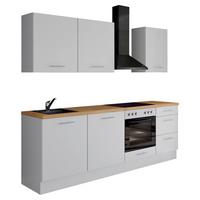 Küchenblock IBZ ohne Geräte ca. 230 cm Weiß - Edelstahlfarben/Eichefarben, Design, Holzwerkstoff/Metall (230cm) - Impuls