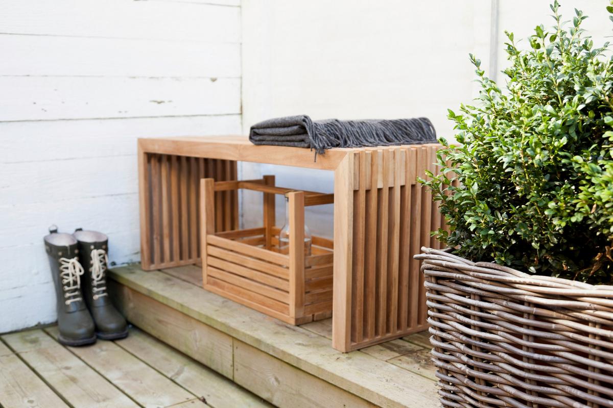 SITZBANK RIB - Teakfarben, KONVENTIONELL, Holz (104/43/35cm) - MID.YOU