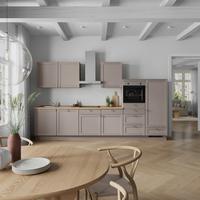 Küchenleerblock Frame Low o. Geräte Beigebraun - Edelstahlfarben/Eichefarben, MODERN, Holzwerkstoff/Metall (360cm) - Nobilia