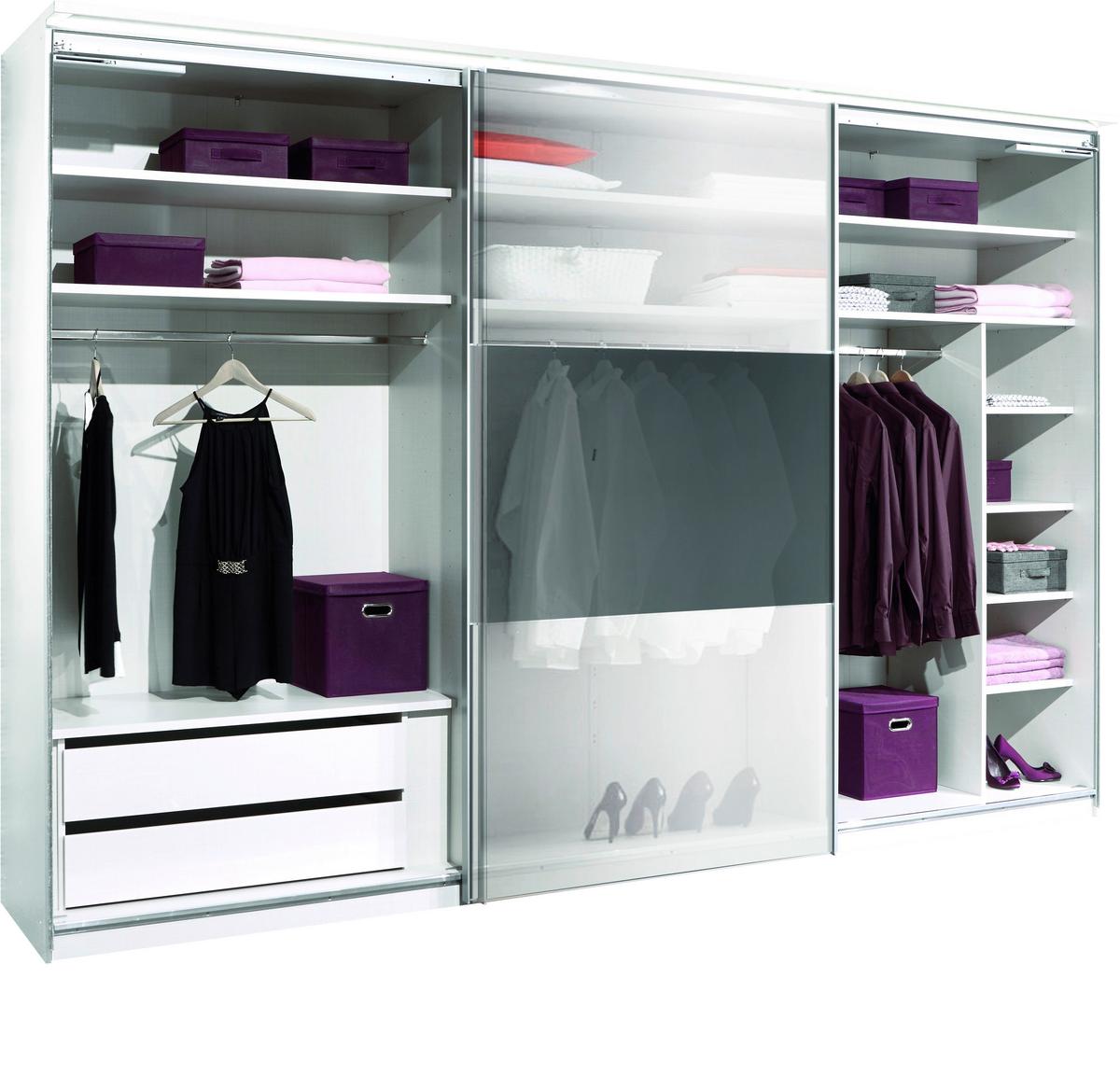 Ormar Sa Staklenim Kliznim Vratima Includo - bijela/tamno siva, Moderno, staklo/drvni materijal (298/222/68cm) - Premium Living