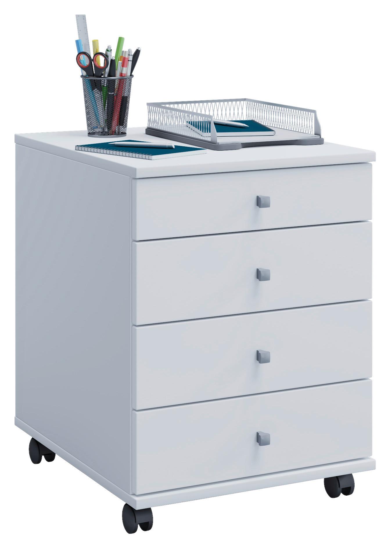 Rollcontainer Lona Mini Weiß - Silberfarben/Weiß, Basics, Holzwerkstoff/Kunststoff (42/57/50cm) - P & B