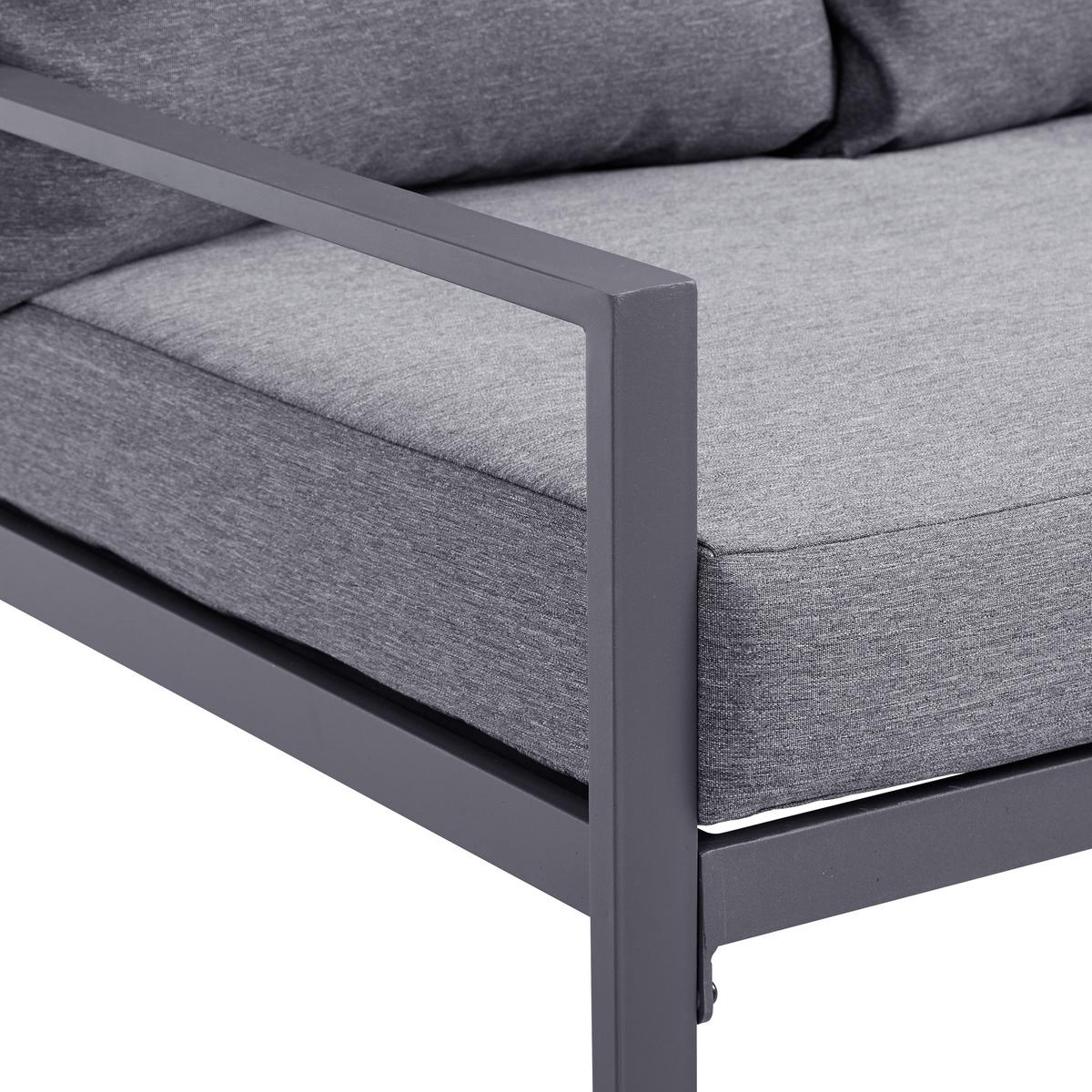Loungegarnitur-Set Mexiko Anthrazit - Anthrazit/Schwarz, MODERN, Glas/Textil (245/66cm) - Mömax