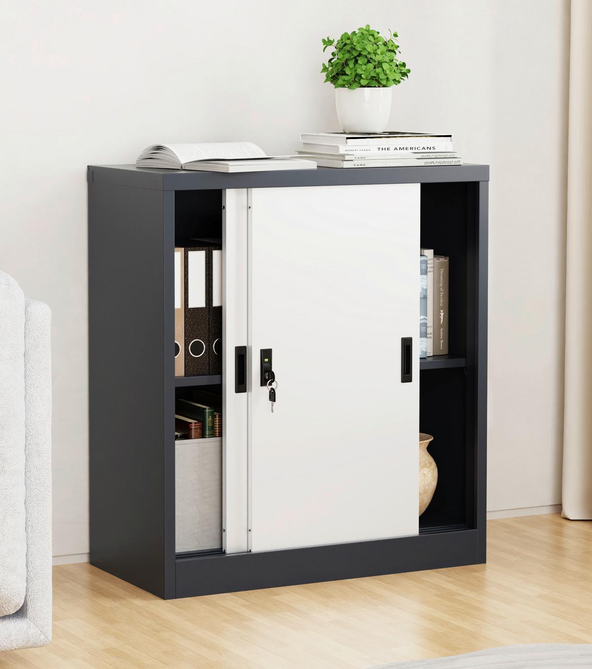 Aktenschrank Malivo - Weiss/Anthrazit, Konventionell, Metall (80/90/40cm) - MID.YOU