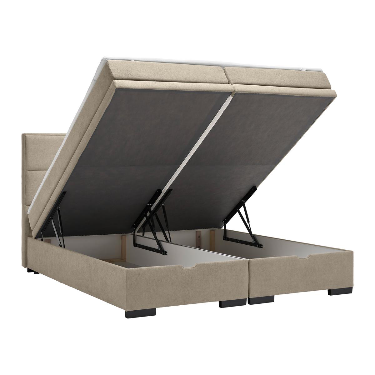 Boxspring Krevet Ethan - crna/sivo-bež, Moderno, tekstil/plastika (180/200cm) - Premium Living