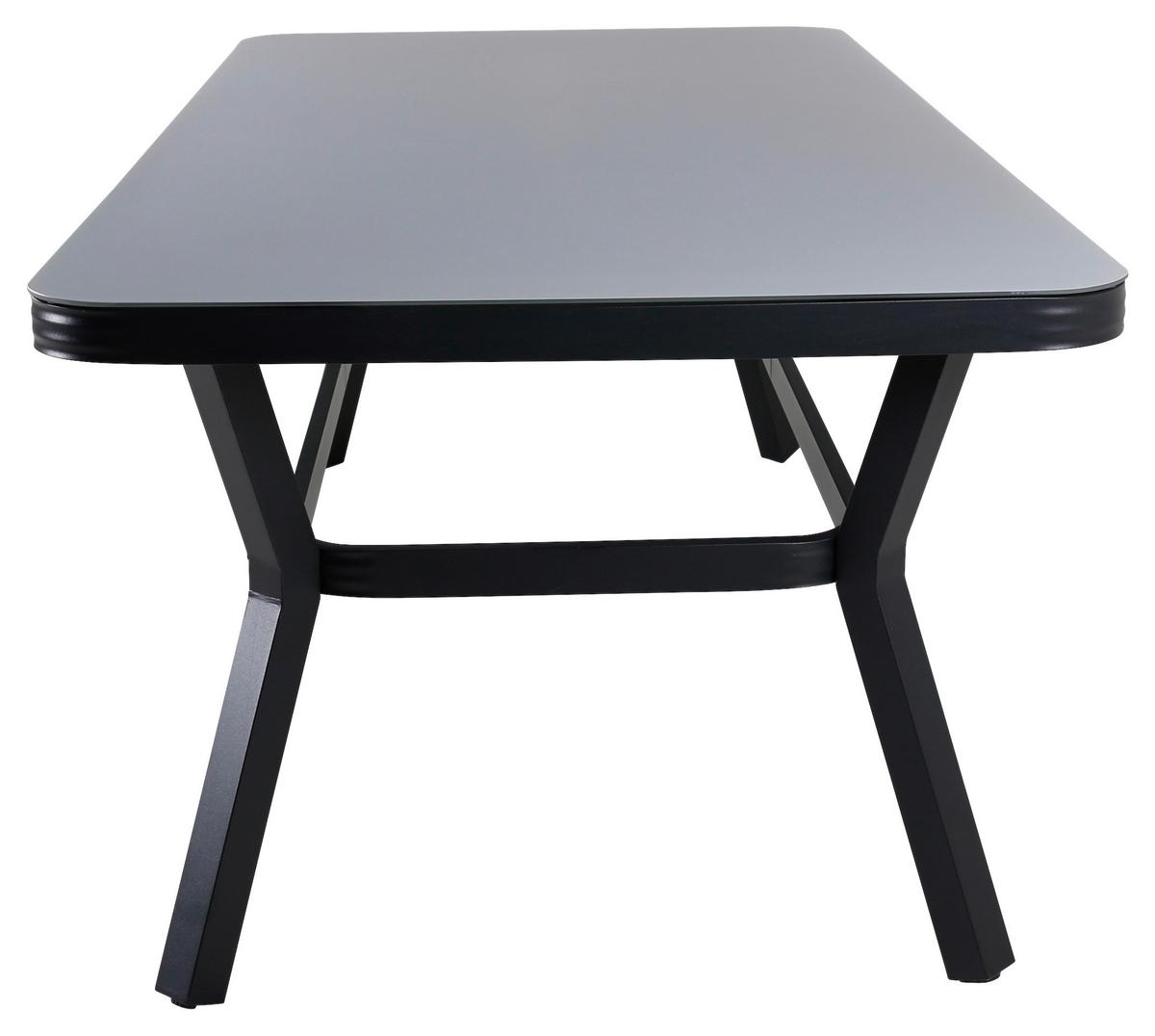 GARTENTISCH VIRYA - Schwarz/Grau, KONVENTIONELL, Glas/Metall (200/100/74cm) - Gardenson