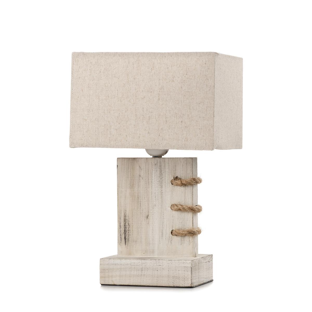 Nachttischleuchte Gea Beige max. 22 Watt - Beige, Natur, Holz/Textil (22/15/33cm)