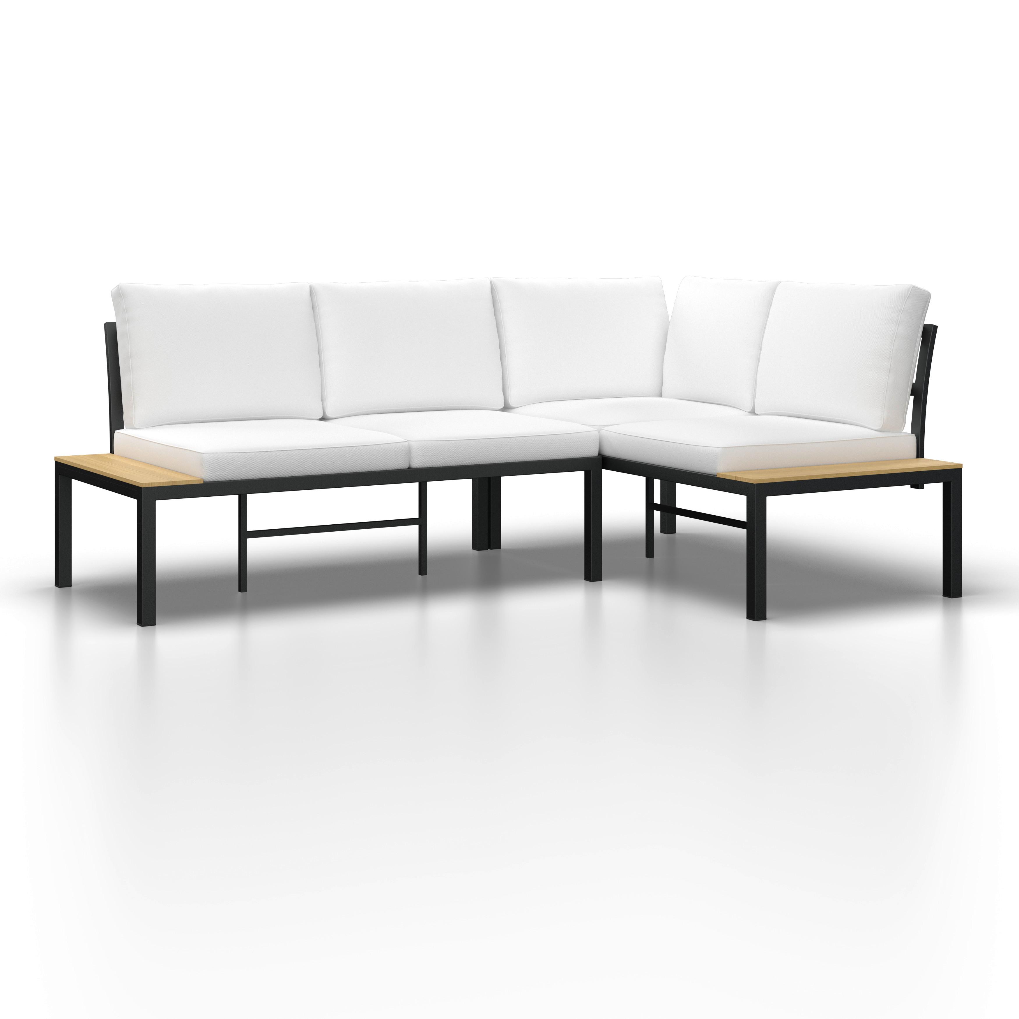 LOUNGEGRUPP ARIANNA - svart/cremefärgad, Modern, metall/textil (146/76/75cm) - Bessagi Garden