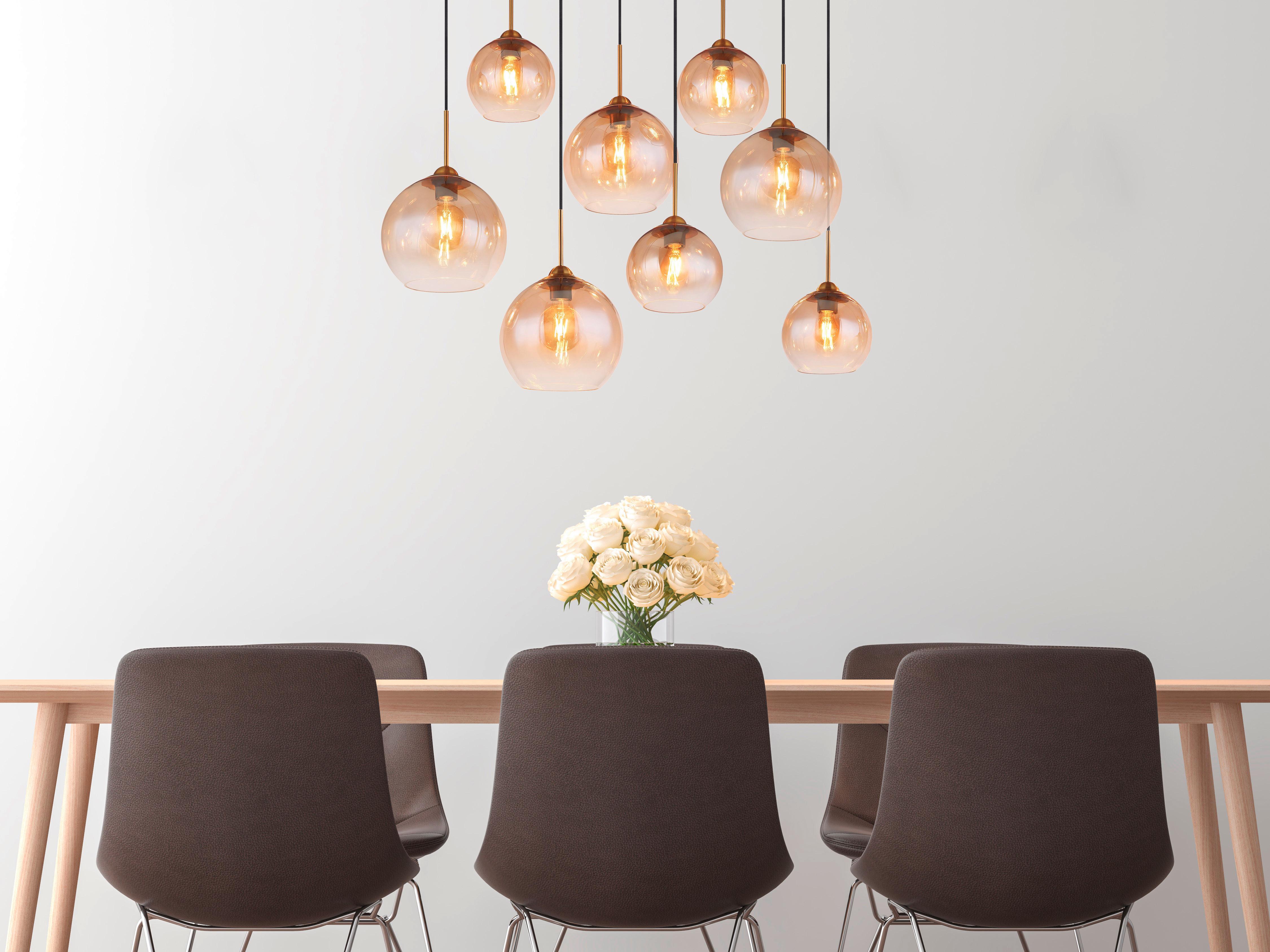 Hängeleuchte Jamessa Messingfarben max. 60 Watt - Klar/Messingfarben, Design, Glas/Metall (106/46/150cm) - Globo