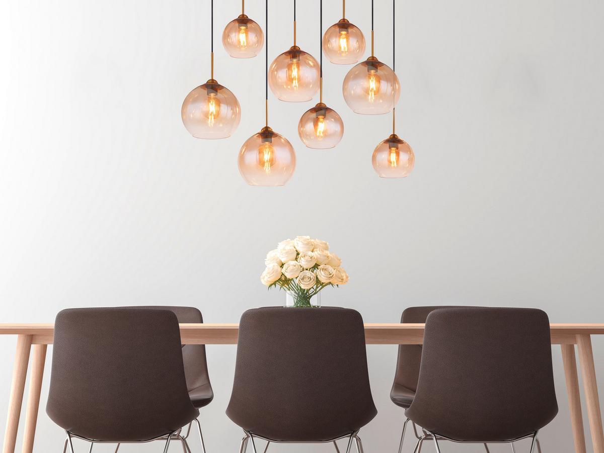 Hängeleuchte Jamessa Messingfarben max. 60 Watt - Klar/Messingfarben, Design, Glas/Metall (106/46/150cm) - Globo