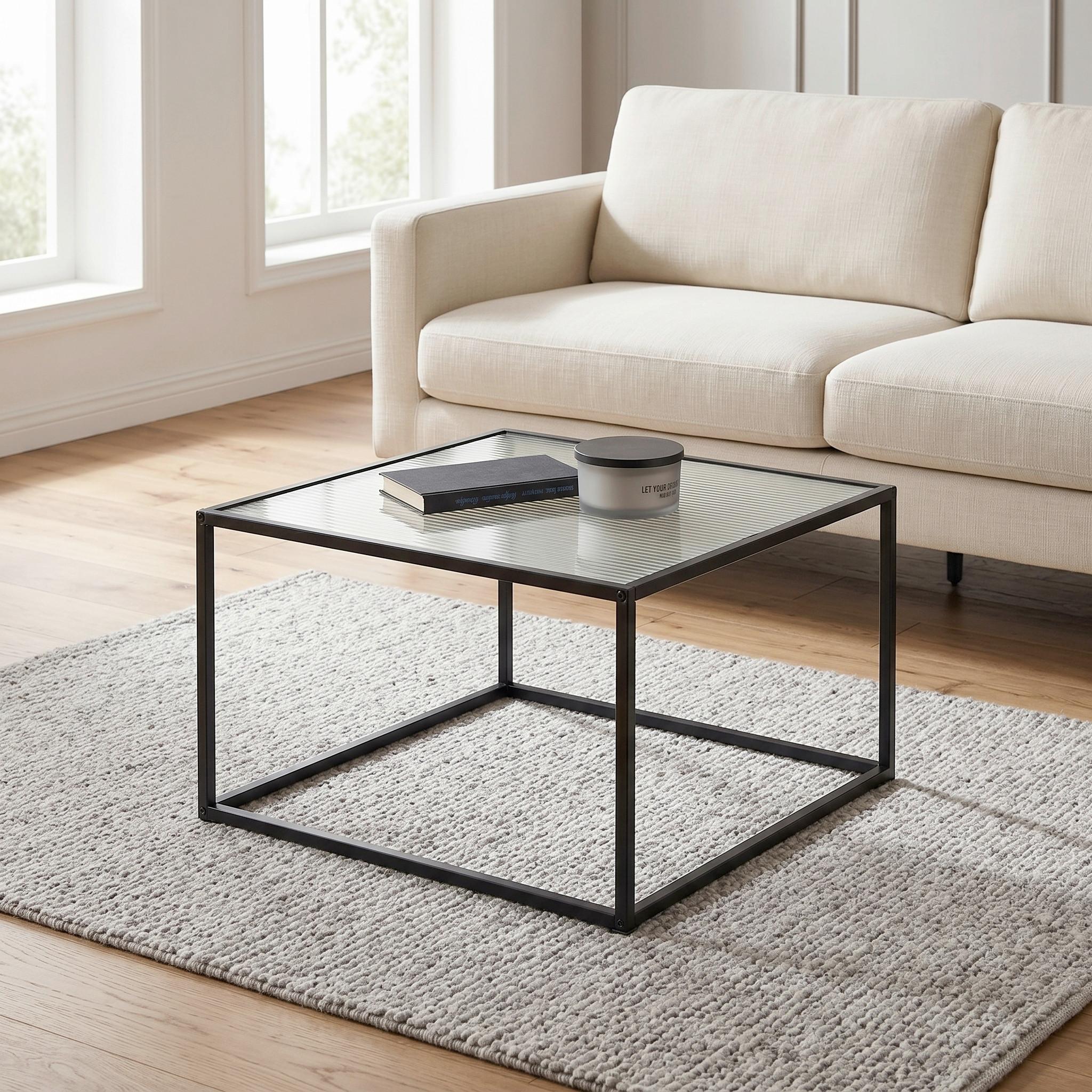 SOFFBORD KUBO -BASED- - svart, Modern, metall/glas (60/60/38cm) - Based