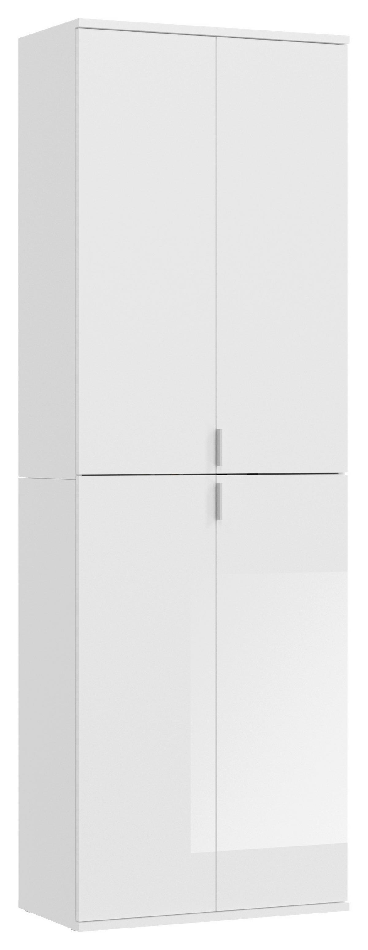 Mehrzweckschrank Projekt X ca. 65x193 cm Weiß - Chromfarben/Weiß Hochglanz, MODERN, Holzwerkstoff/Metall (61/193/34cm) - MID.YOU