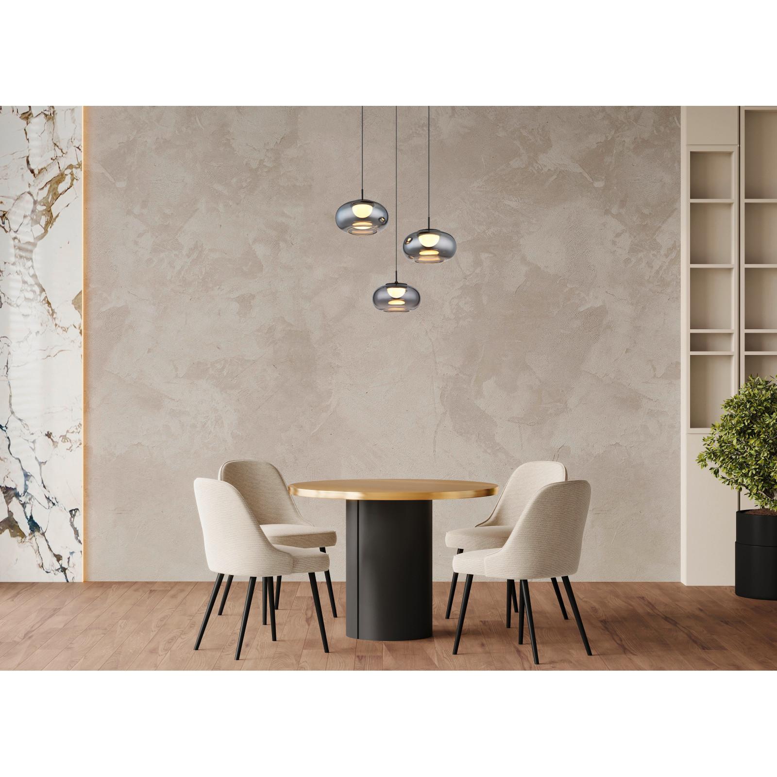LED-HÄNGELEUCHTE 15744-3H QUINTARA - Schwarz, Design, Glas/Metall (49/80-150cm) - Globo