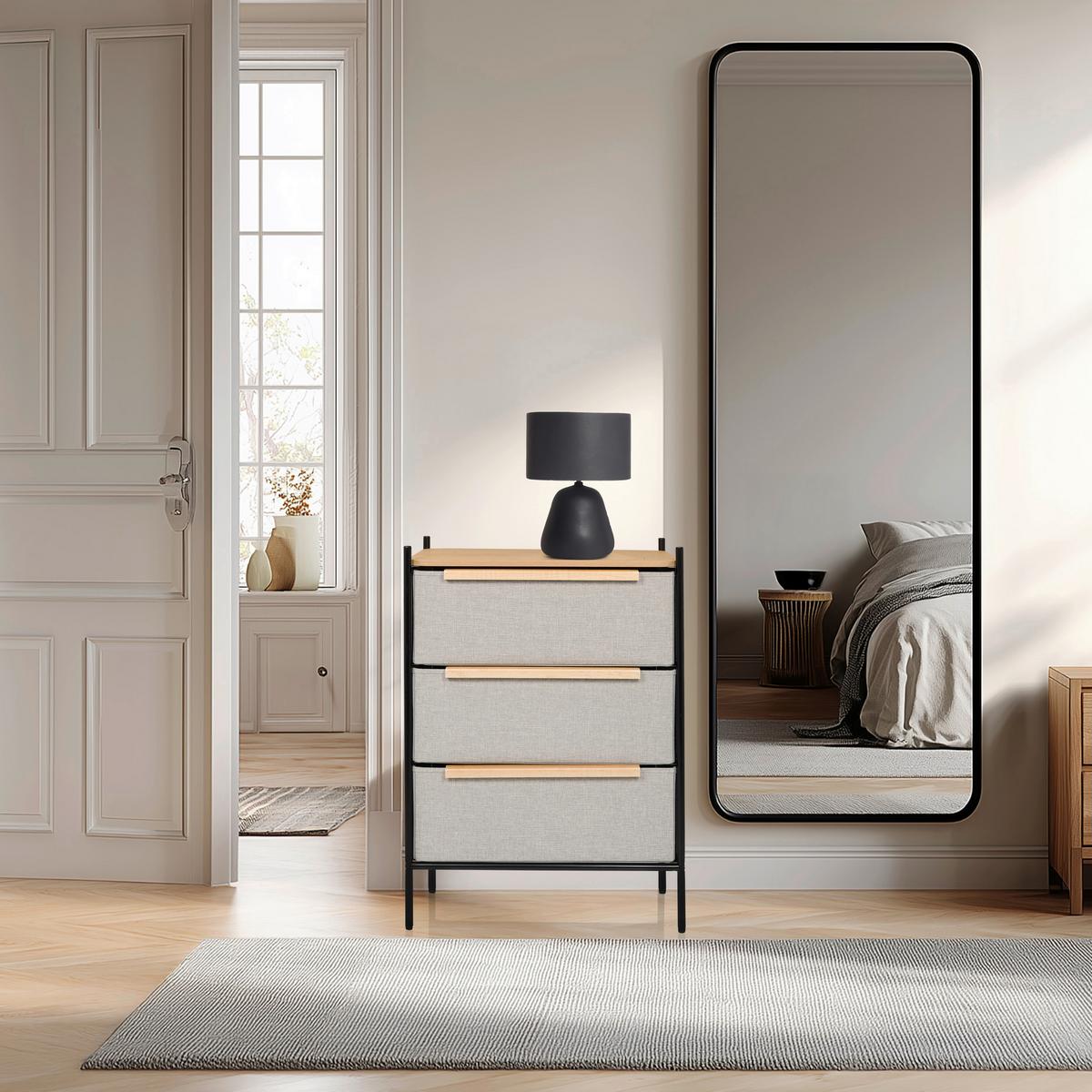 Komoda Stuvar, Rjavosiva - svetlo rjava/rjavosiva, Moderno, kovina/leseni material (58/79/39cm) - MID.YOU