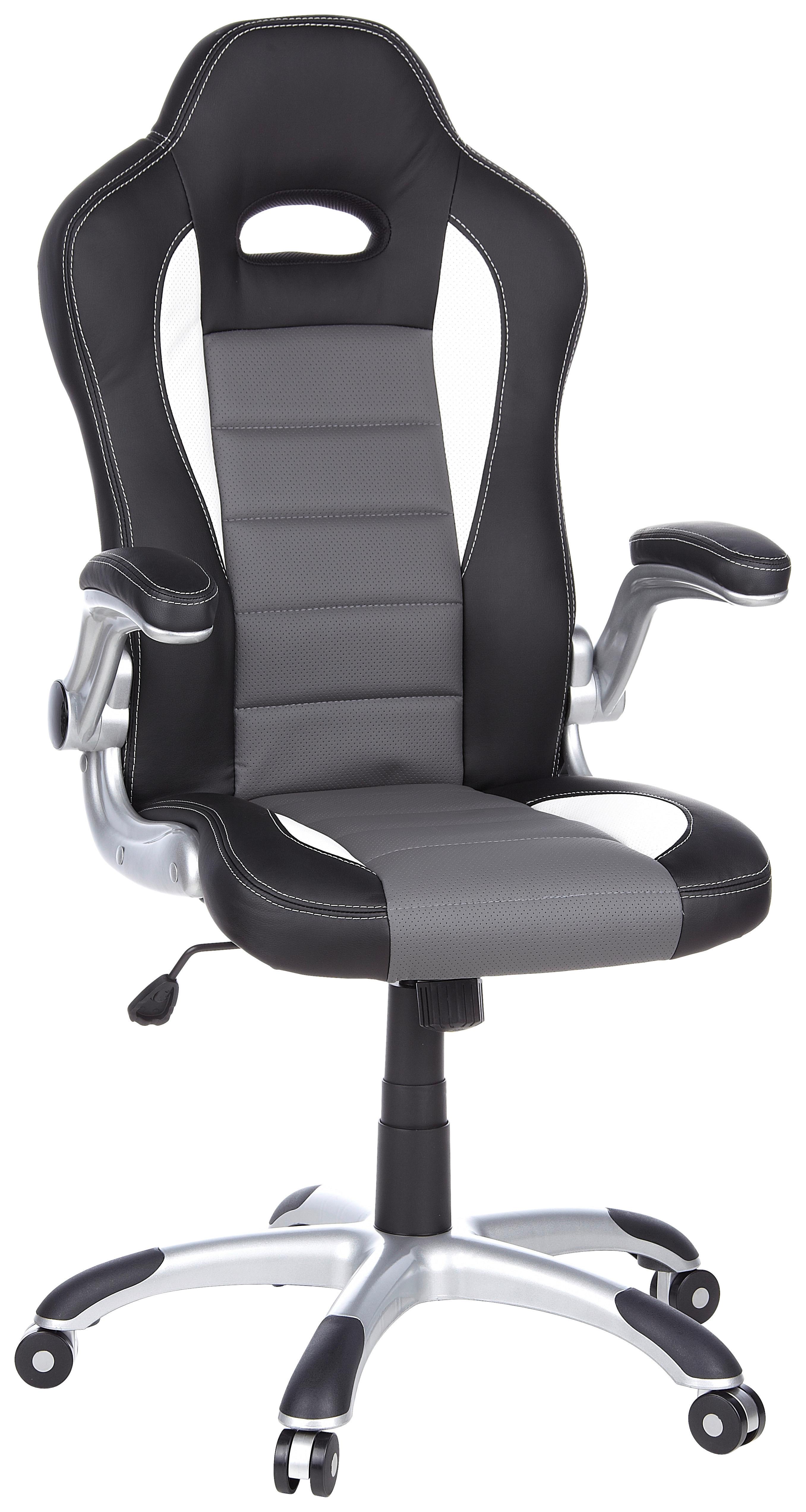 Gaming Stol Game Sport, Črna, Bela, Siva - siva/črna, Moderno, umetna masa/tekstil (64/118/57cm) - MID.YOU