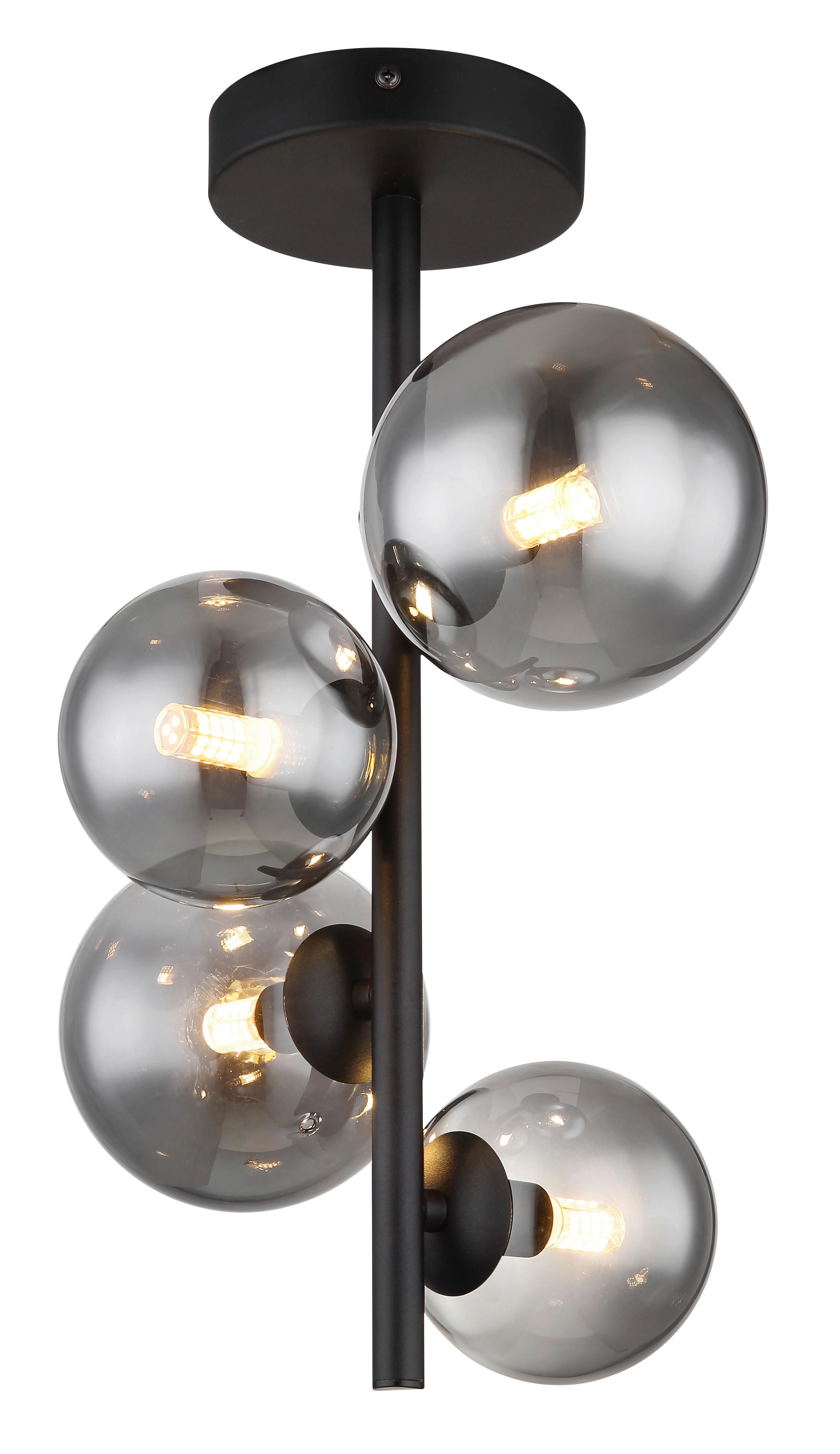LED-Deckenleuchte Riha Schwarz max. 3,5 Watt - Schwarz, Design, Glas/Metall (27/23/40cm) - Globo