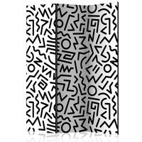 Paravan Black And White Maze, 3-Delni, Dvostranski - črna/bela, Basics, tekstil/les (135/172/3cm) - artgeist