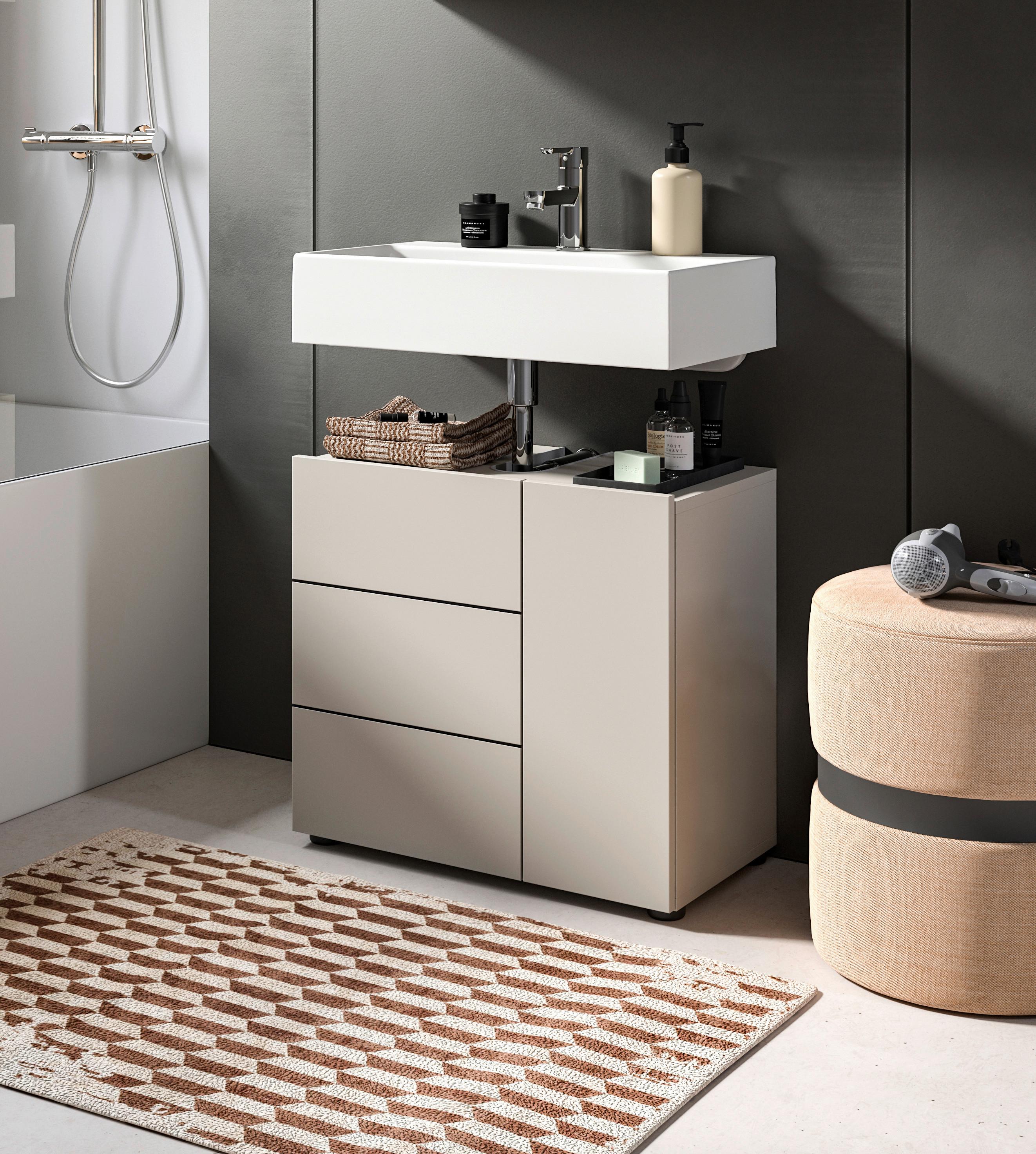 Waschbeckenunterschrank Vira ca. 60x57 cm Kaschmir - Kaschmir/Schwarz, MODERN, Holzwerkstoff/Kunststoff (60/57/34cm) - MID.YOU