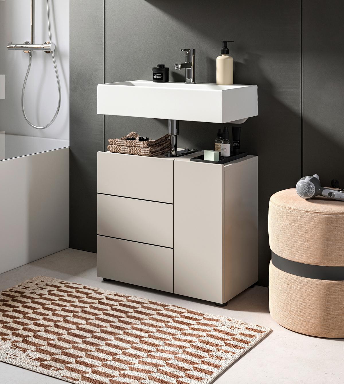 Waschbeckenunterschrank Vira ca. 60x57 cm Kaschmir - Kaschmir/Schwarz, MODERN, Holzwerkstoff/Kunststoff (60/57/34cm) - MID.YOU