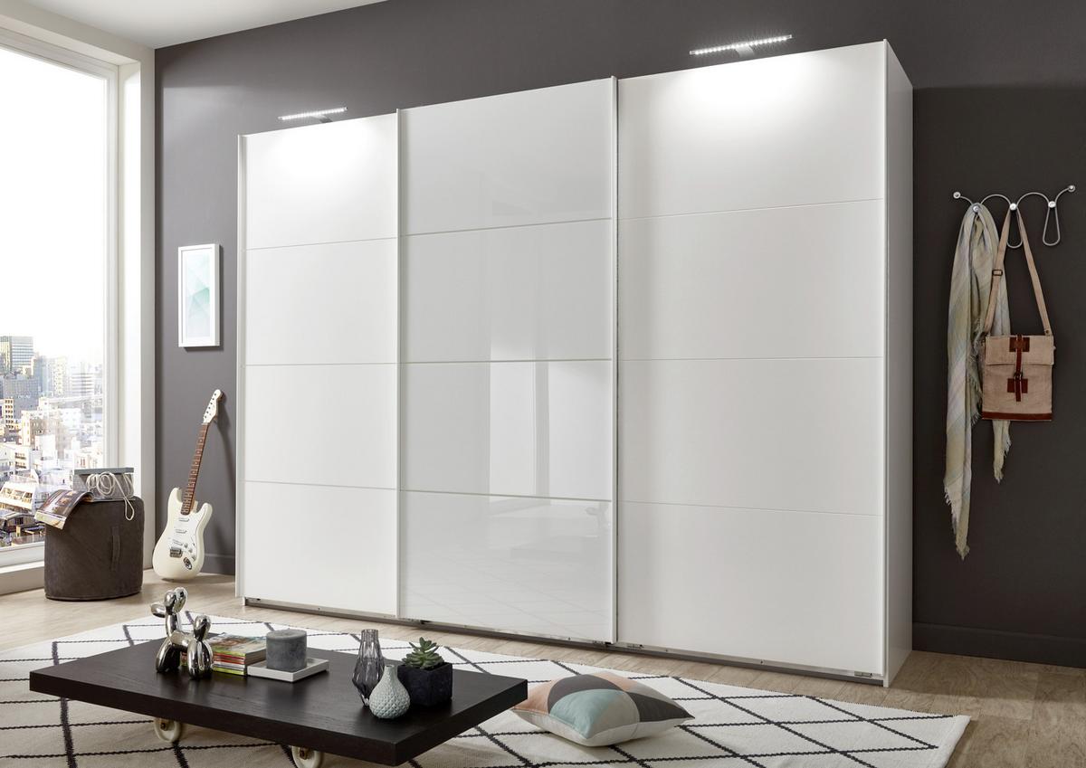 DULAP USI CULISANTE ERNESTO - alb/alb lucios intens, Basics, material pe bază de lemn (270/210/65cm) - Modern Living